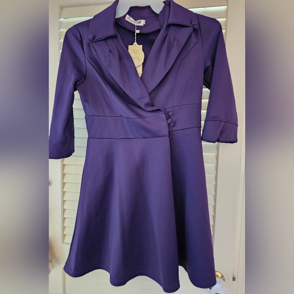 Siang Ri Kui folder over dress, NWT, XL, purple